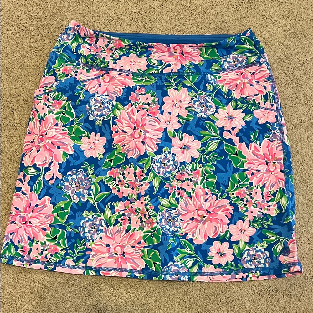 Lilly Pulitzer Blue and Pink Floral Pencil Skirt